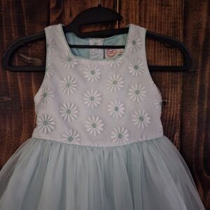 Girls Daisy Tulle Dress | Size 6 | Mint Green & White | Easter Party